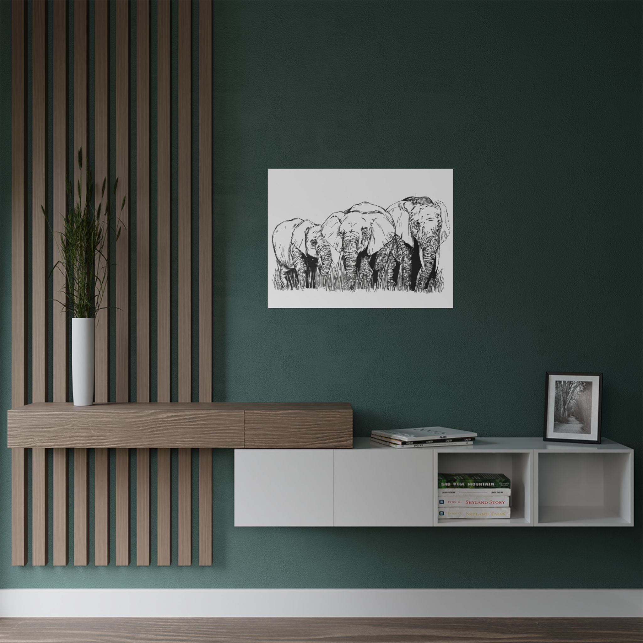 Elephant Family Satin Poster - Art Print for Nature Lovers