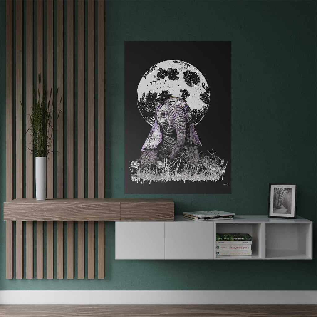 Baby Elephant Satin Poster | Art Print for Nursery Decor
