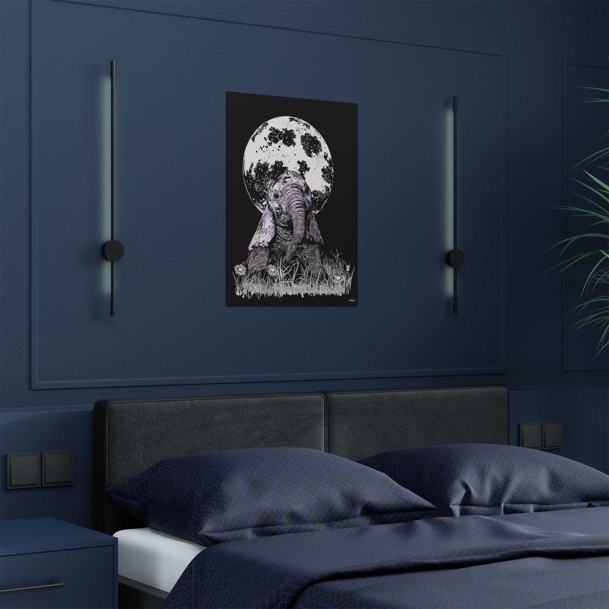 Baby Elephant Satin Poster | Art Print for Nursery Decor