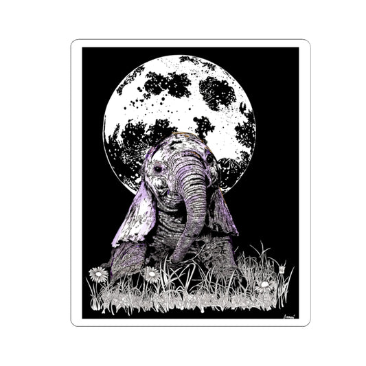 Whimsical Baby Elephant Kiss-Cut Stickers - Moonlit Design for Nature Lovers