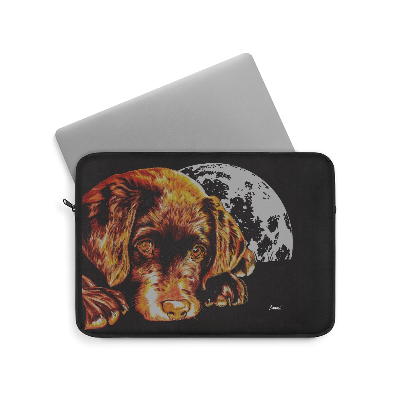 Moonlit Chocolate Lab Puppy Laptop Sleeve - Perfect for Dog Lovers