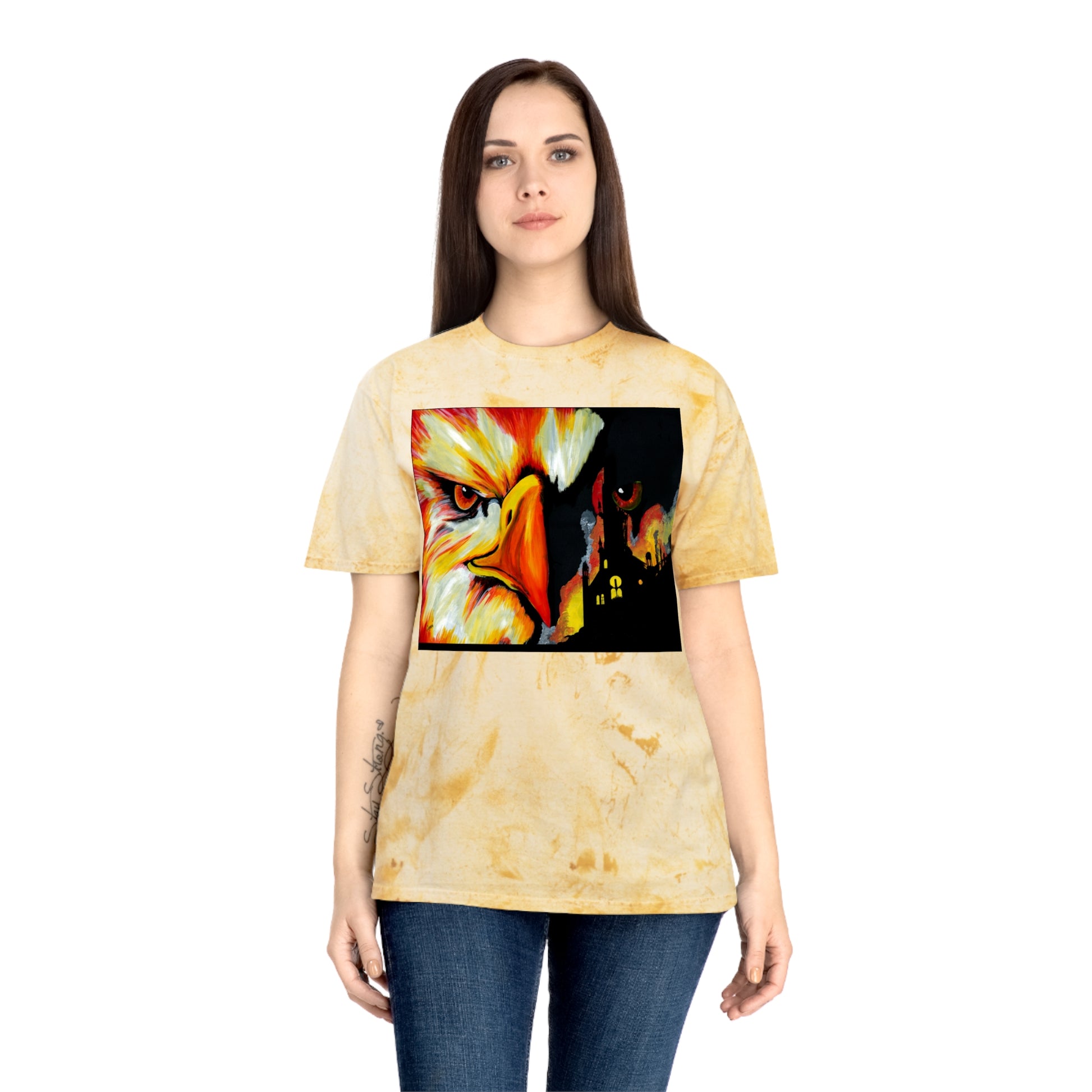 Phoenix Rising Color Blast T Shirt Original Hand Painted Art
