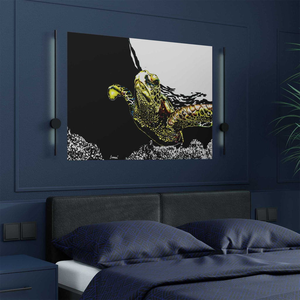 Transform your space with our stunning Sea Turtle Satin Poster, Vibrant Ocean Decor for Marine Life Enthusiasts for marine life into your home today!