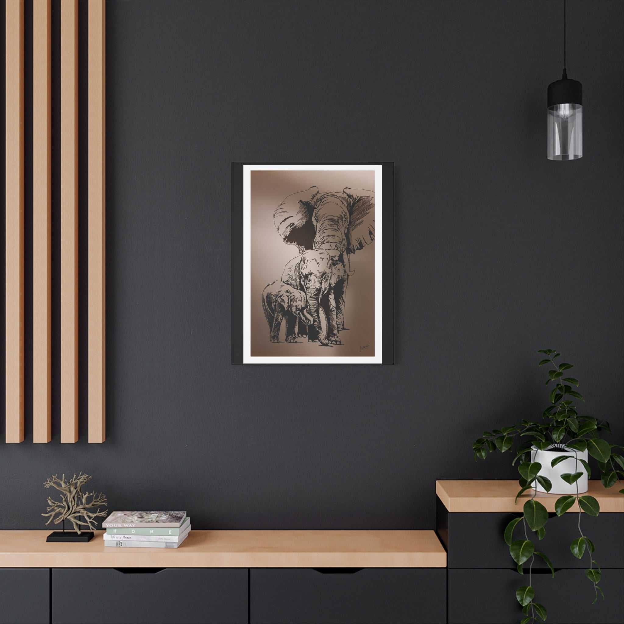 Elephant Family Wall Art, Elephant Print, Wildlife Art, Hand-Drawn Elephant, Safari Wall Decor, Animal Lover Gift, Nature Art. Printed on Matte Canvas,