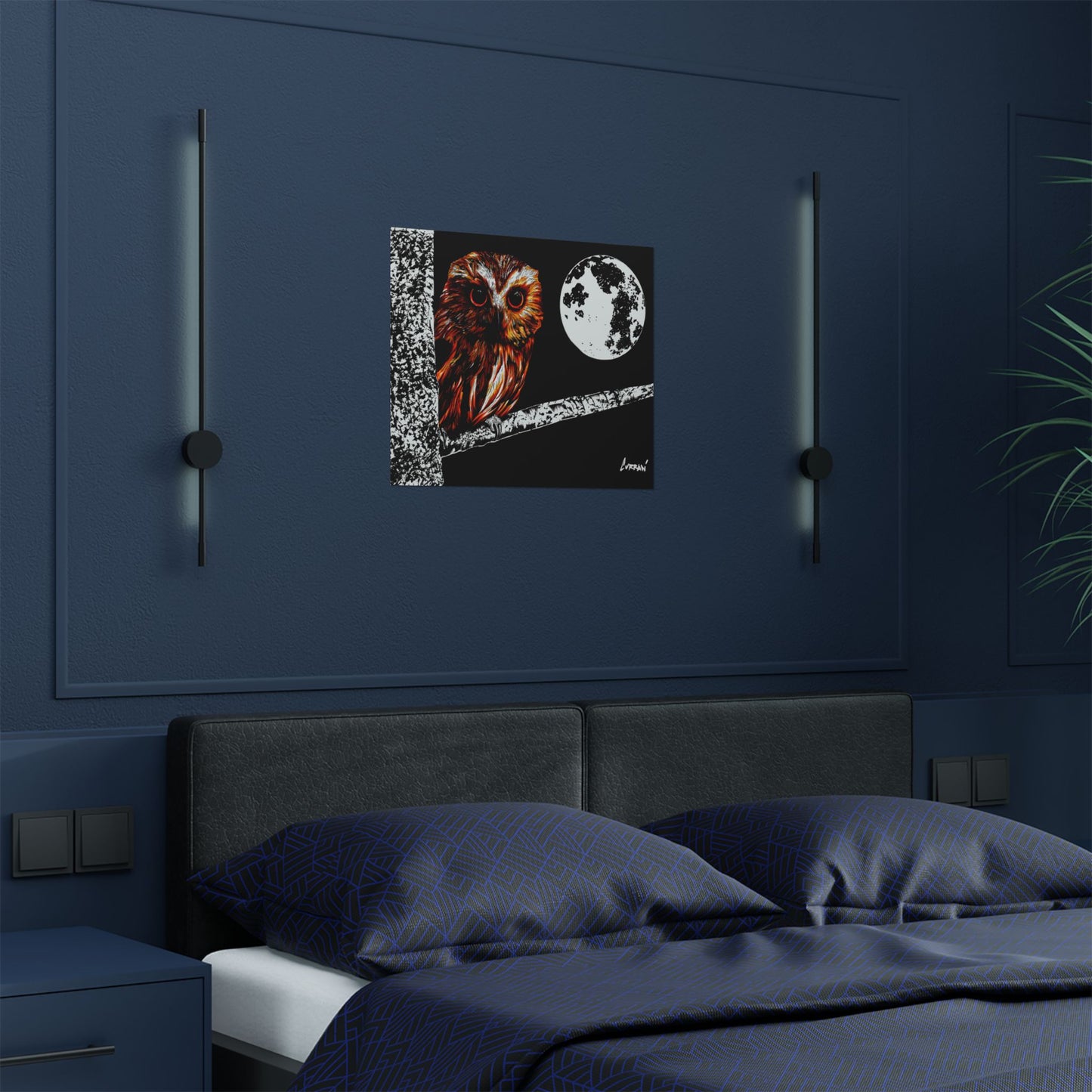 Mystical Owl Satin Poster | 300gsm Wall Art for Nature Lovers