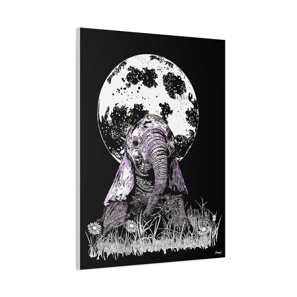 Baby Elephant Canvas Art, Print of Original hand drawn art