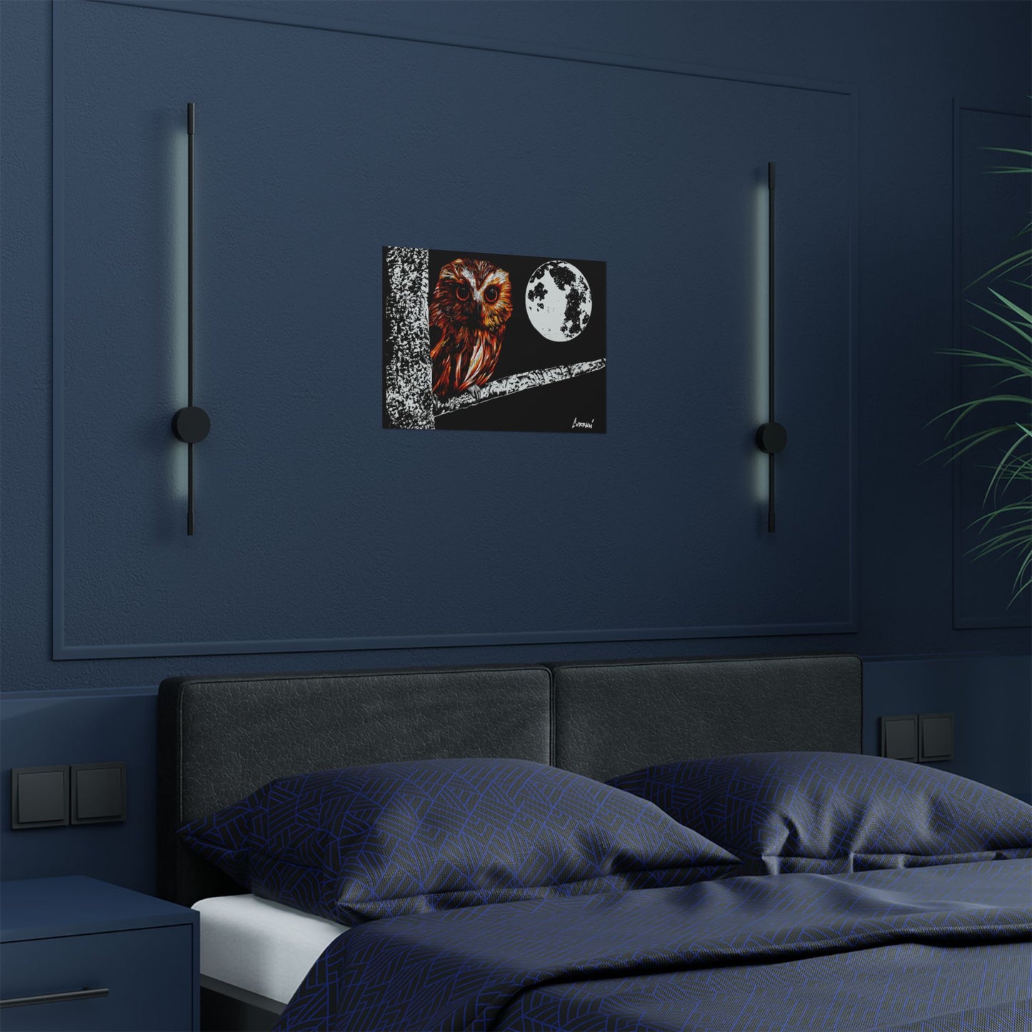 Mystical Owl Satin Poster | 300gsm Wall Art for Nature Lovers