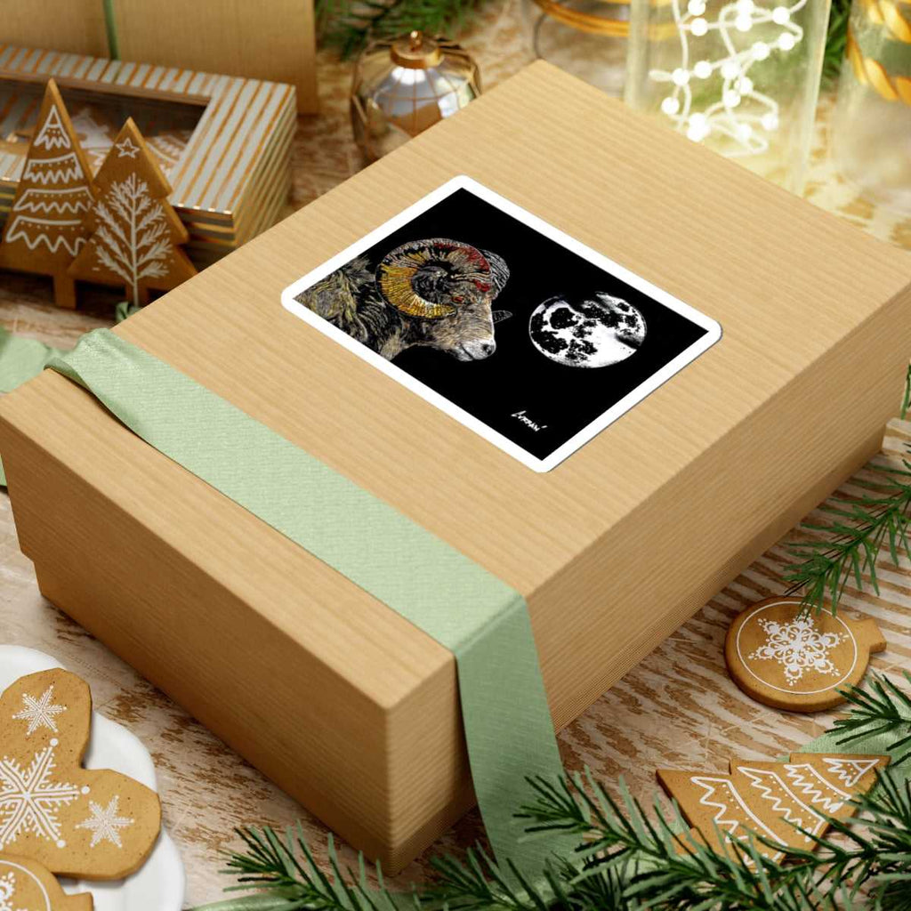 Moonlit Ram Kiss-Cut Sticker - Laptop & Decor