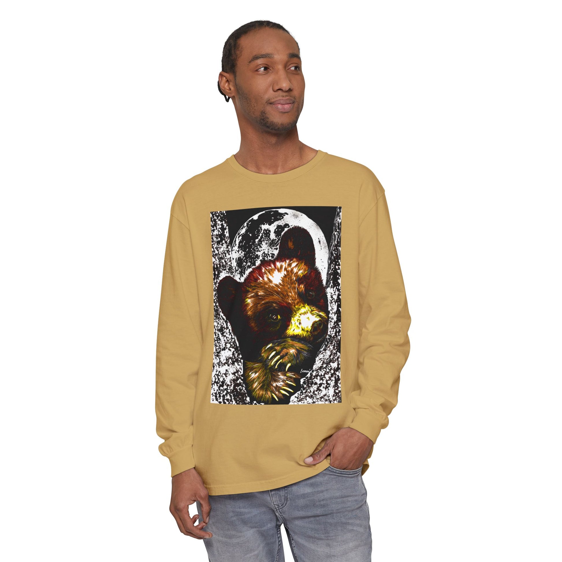Moonlit Brown Bear Cub Unisex Long Sleeve T Shirt