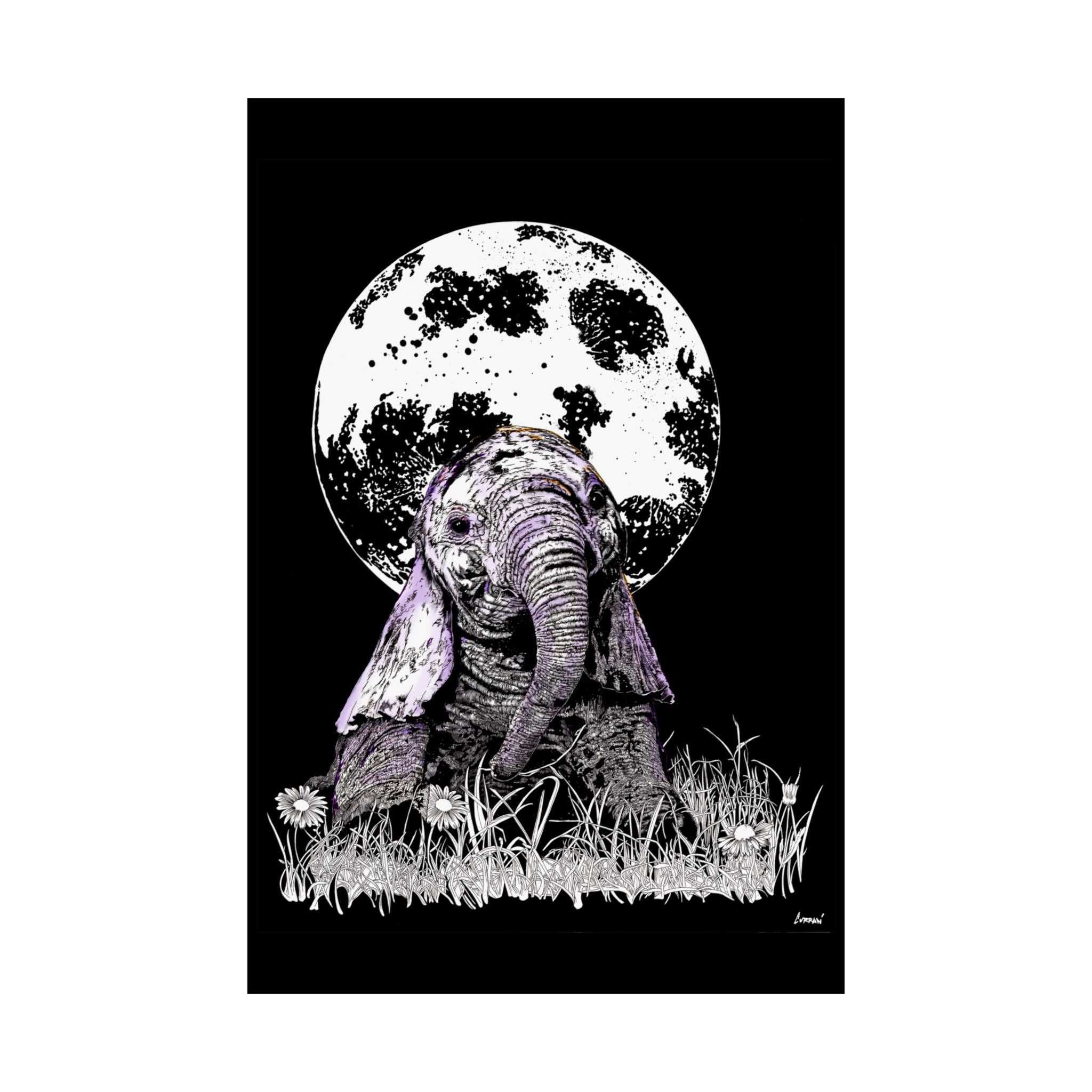 Baby Elephant Satin Poster | Art Print for Nursery Decor