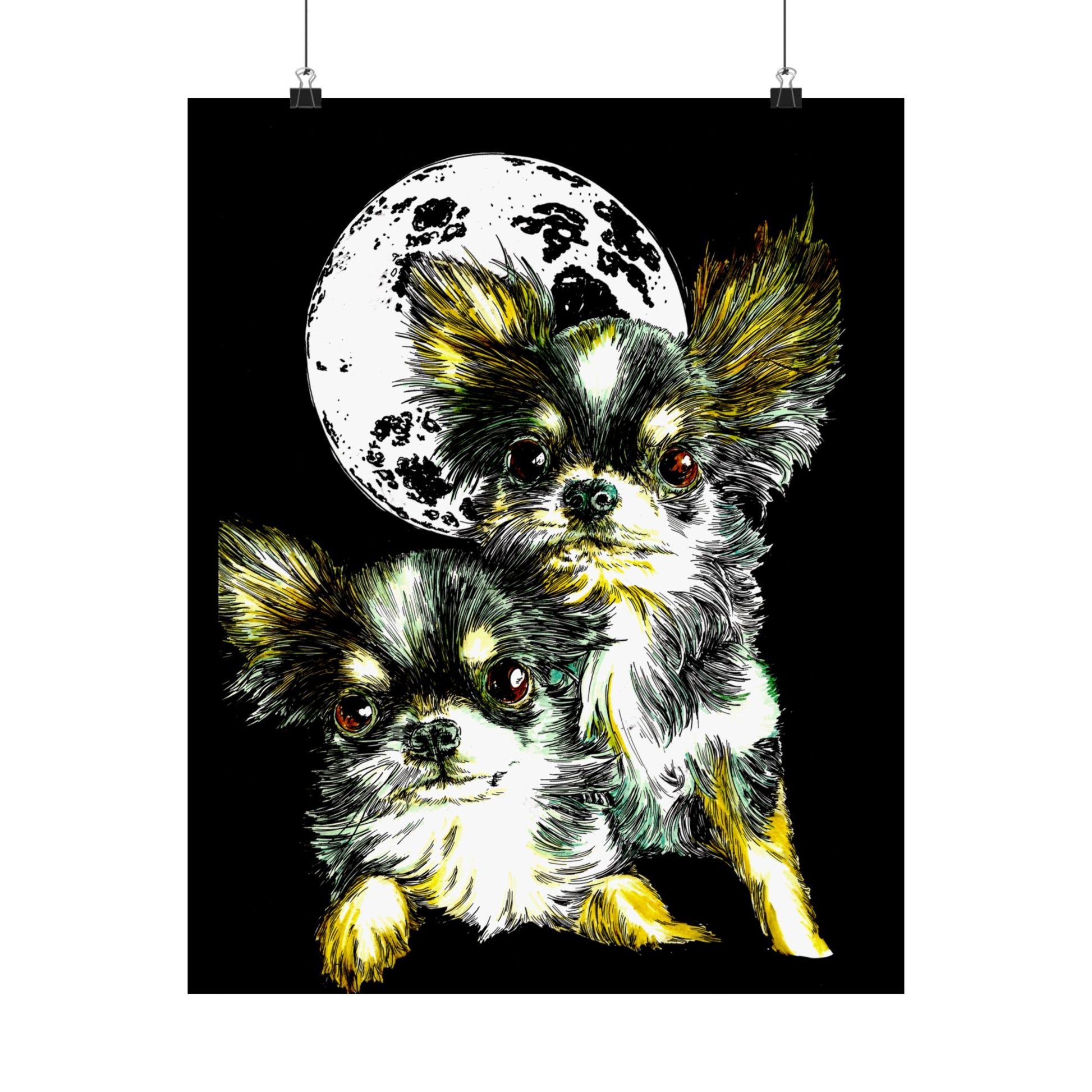 Chihuahua Moonlight Satin Poster - 300gsm Pet Art Decor