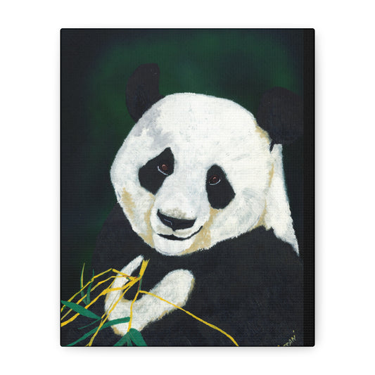 Panda Wall Art, Panda Print, Wildlife Art, Hand-Painted Panda, Nature Wall Decor, Bamboo Forest Art, Animal Lover Gift, Zen Decor. Printed on Matte Canvas, Stretched, 1.25"