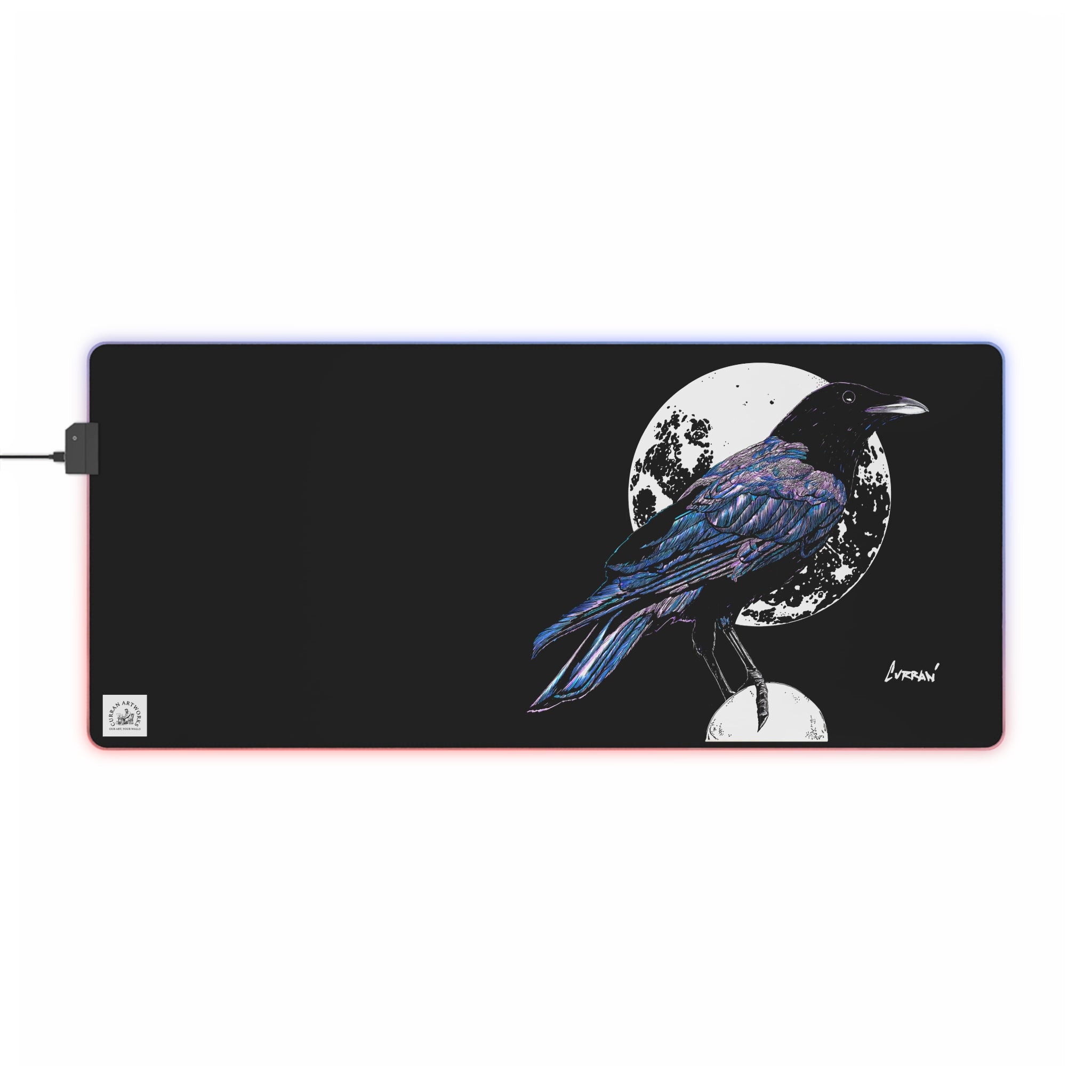 Illuminated Crow Gaming Mouse Pad - Perfect for Gamers