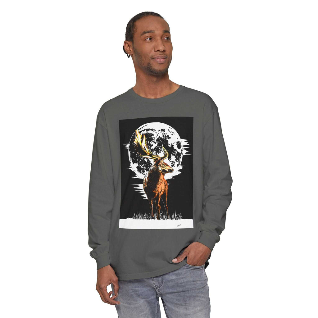 Moonlit Stag Long Sleeve T-Shirt - Unisex Nature Apparel