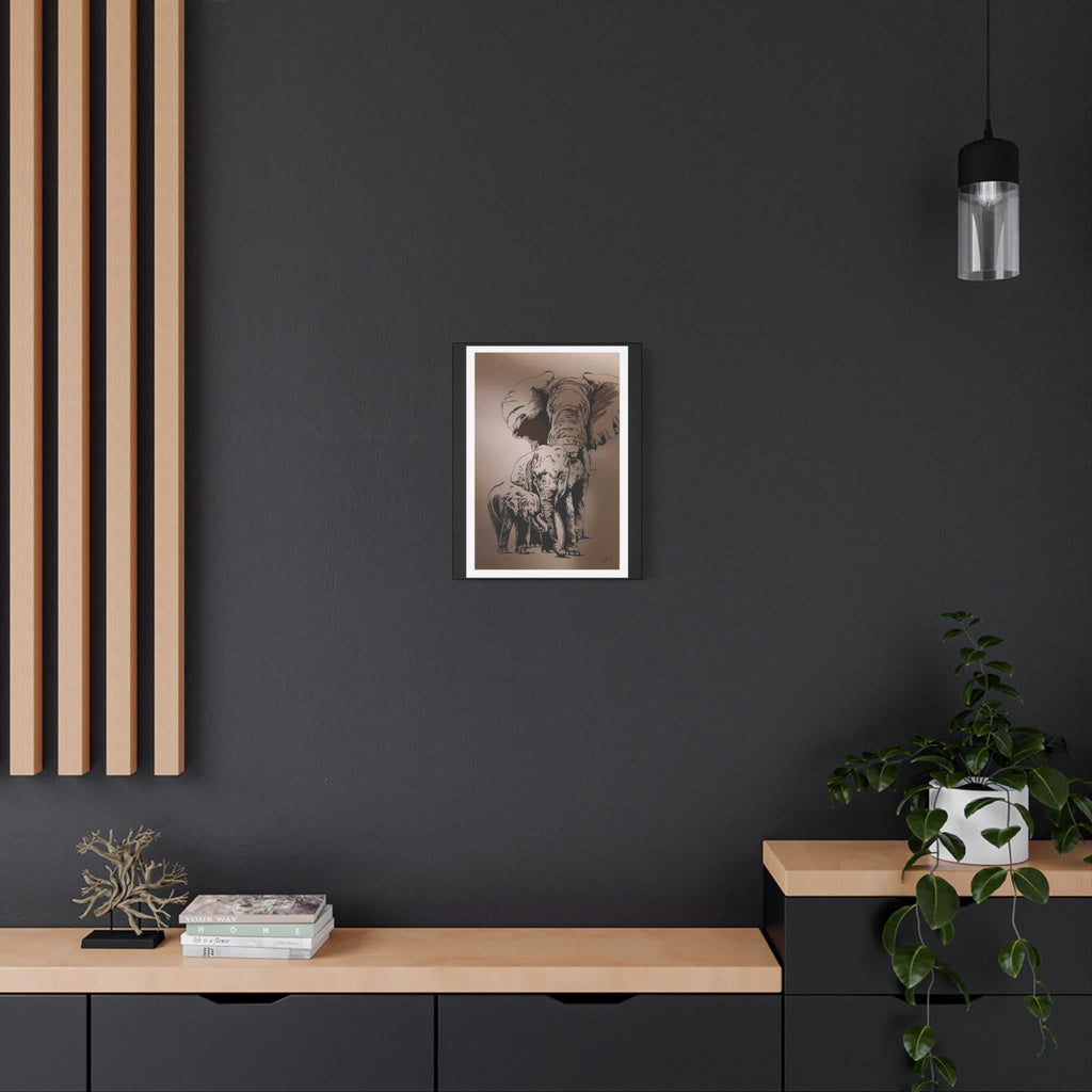 Elephant Family Wall Art, Elephant Print, Wildlife Art, Hand-Drawn Elephant, Safari Wall Decor, Animal Lover Gift, Nature Art. Printed on Matte Canvas,