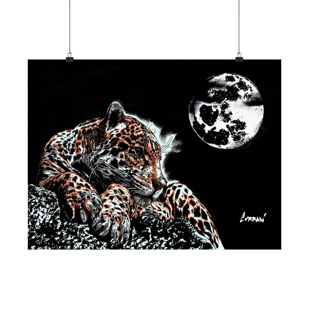Majestic Leopard Satin Poster (300gsm) Moonlit Wildlife Art