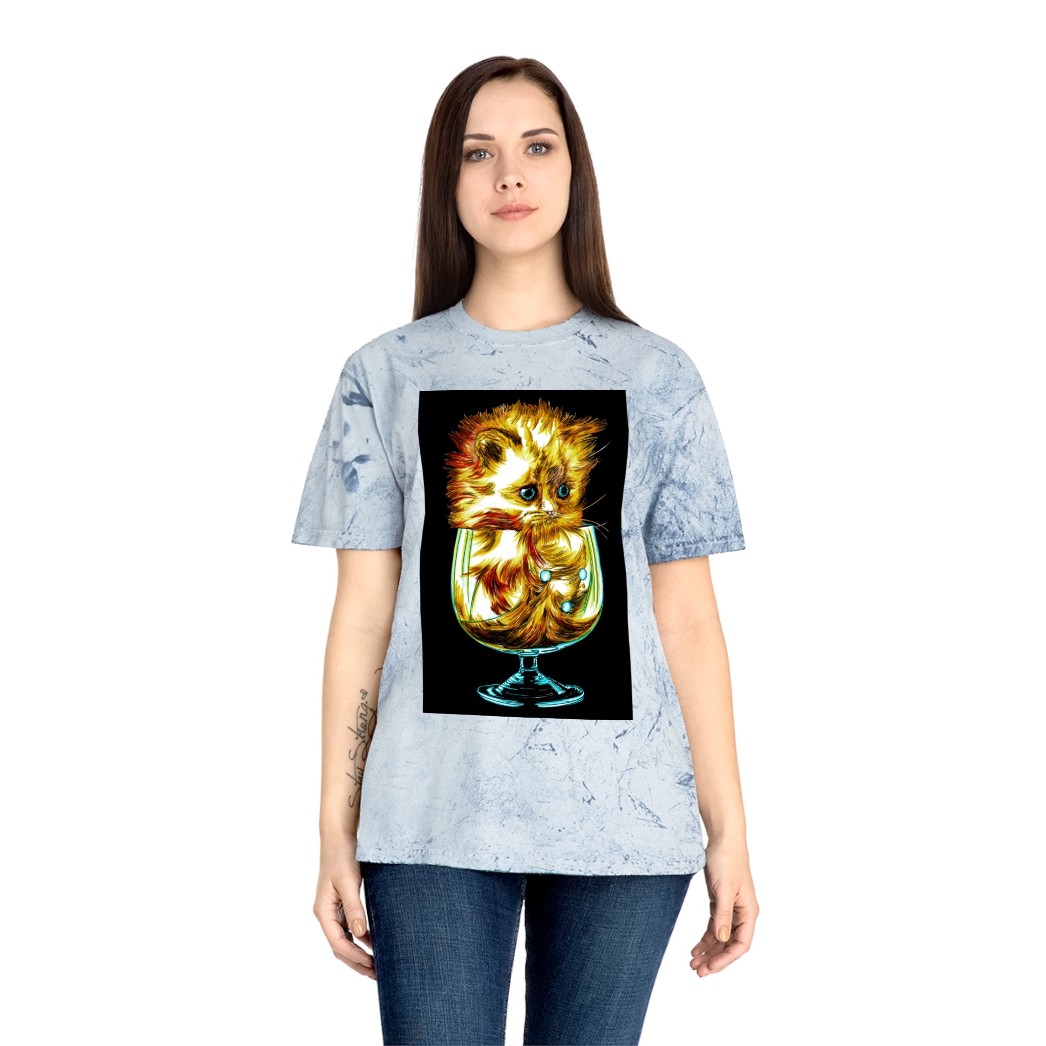 Color Blast Kitten T-Shirt – Artistic Tee for Cat Lovers