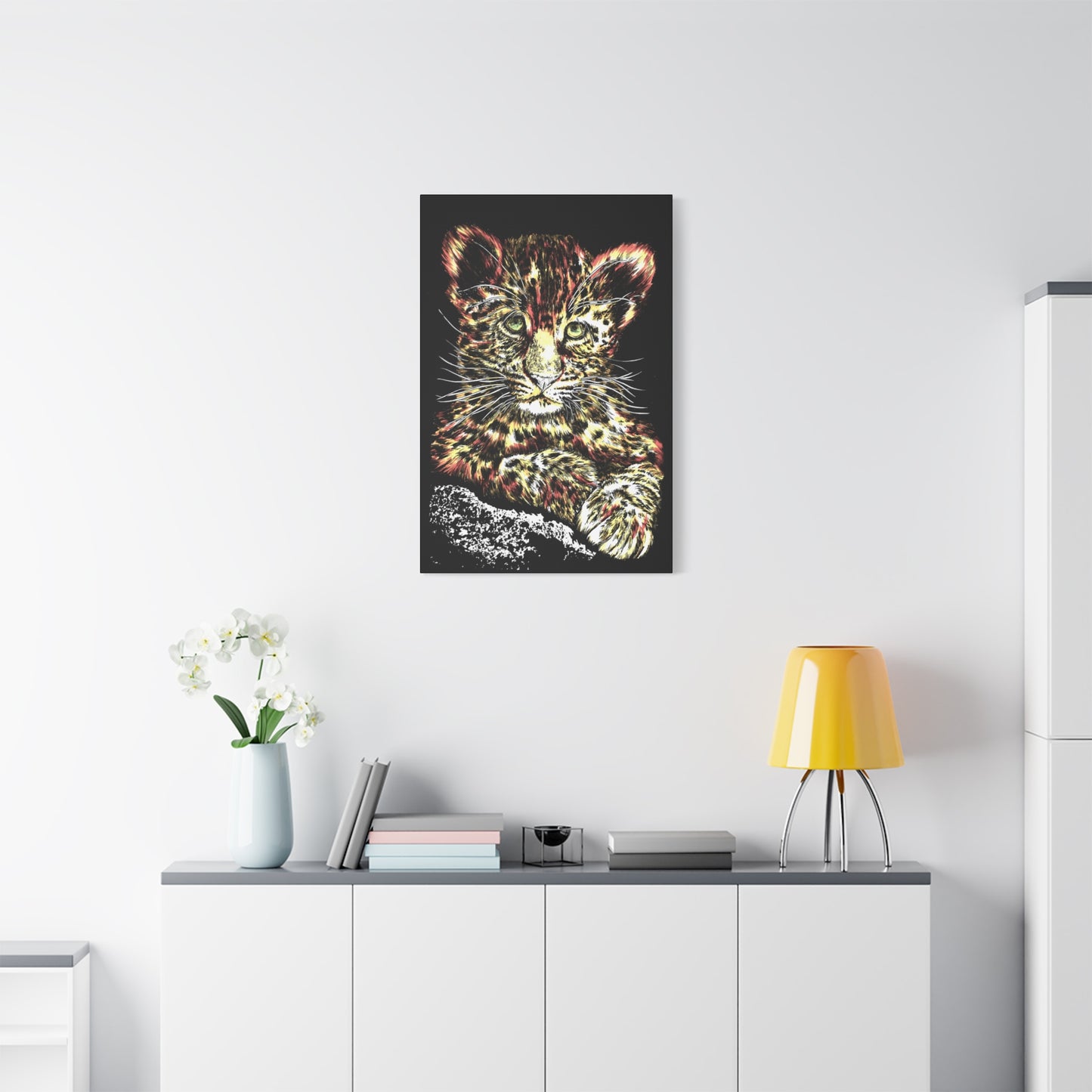 Leopard Cub Wall Art Print of the Original, hand drawn wall art of a Leopard Cub