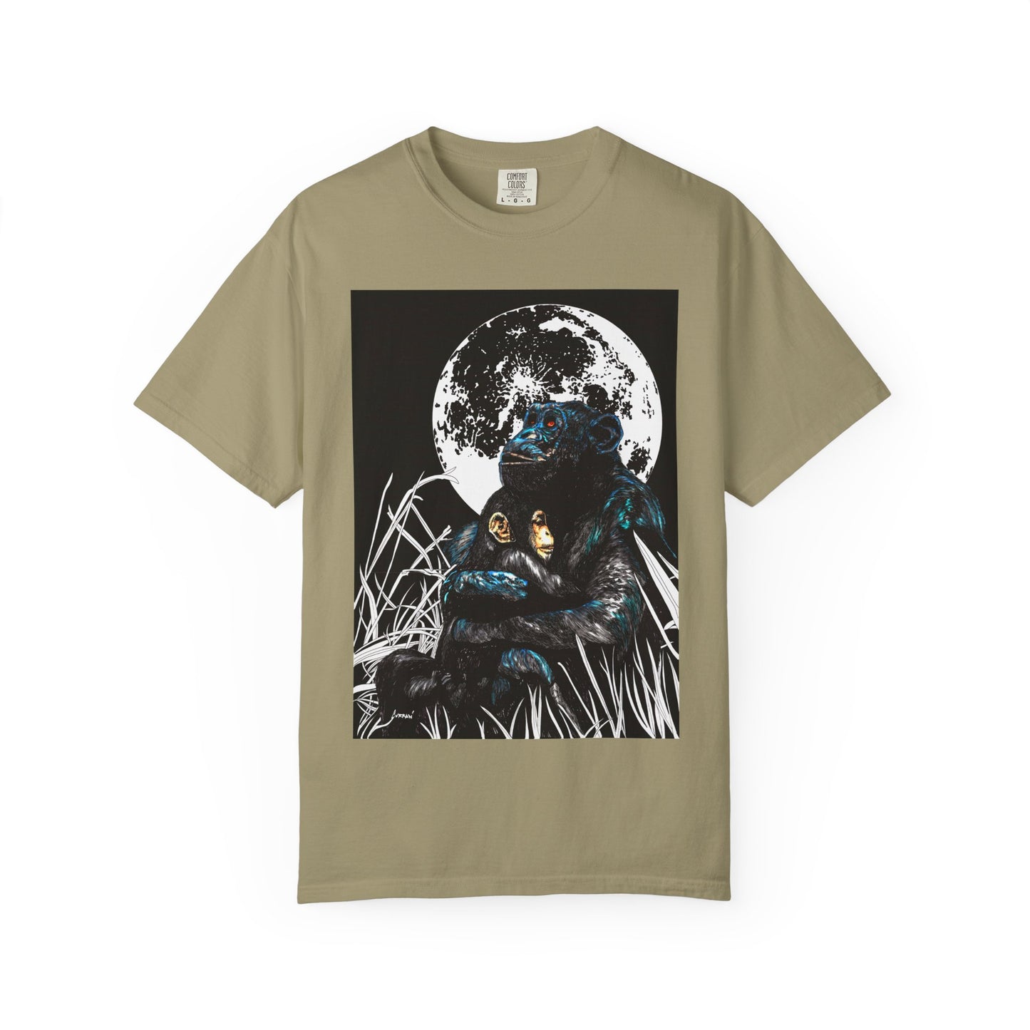 Moonlit Gorilla and Child Unisex Garment-Dyed T-Shirt