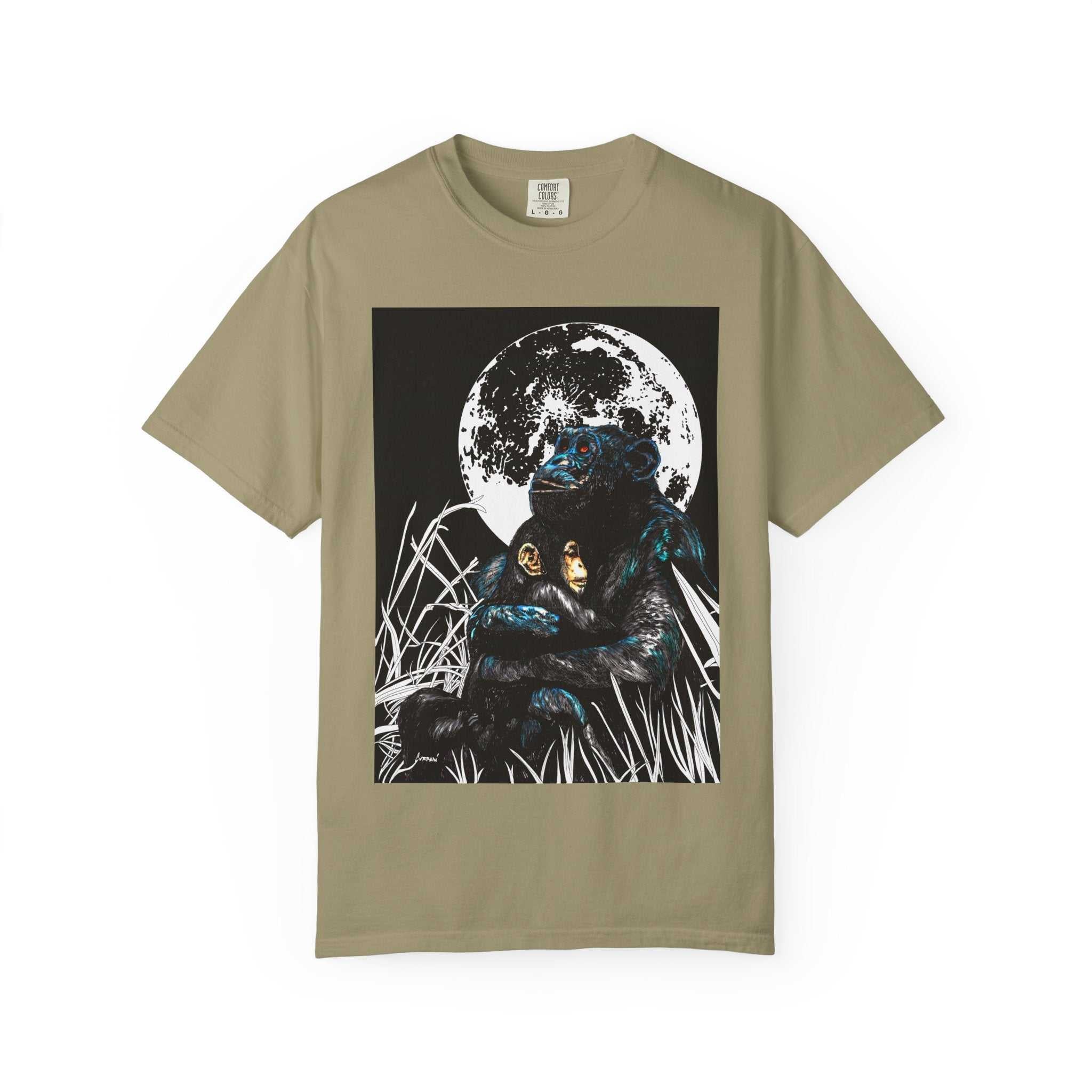 Moonlit Gorilla and Child Unisex Garment-Dyed T-Shirt