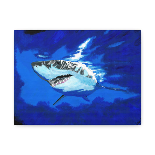 Great White Shark Canvas Art – Original Hand-Painted
