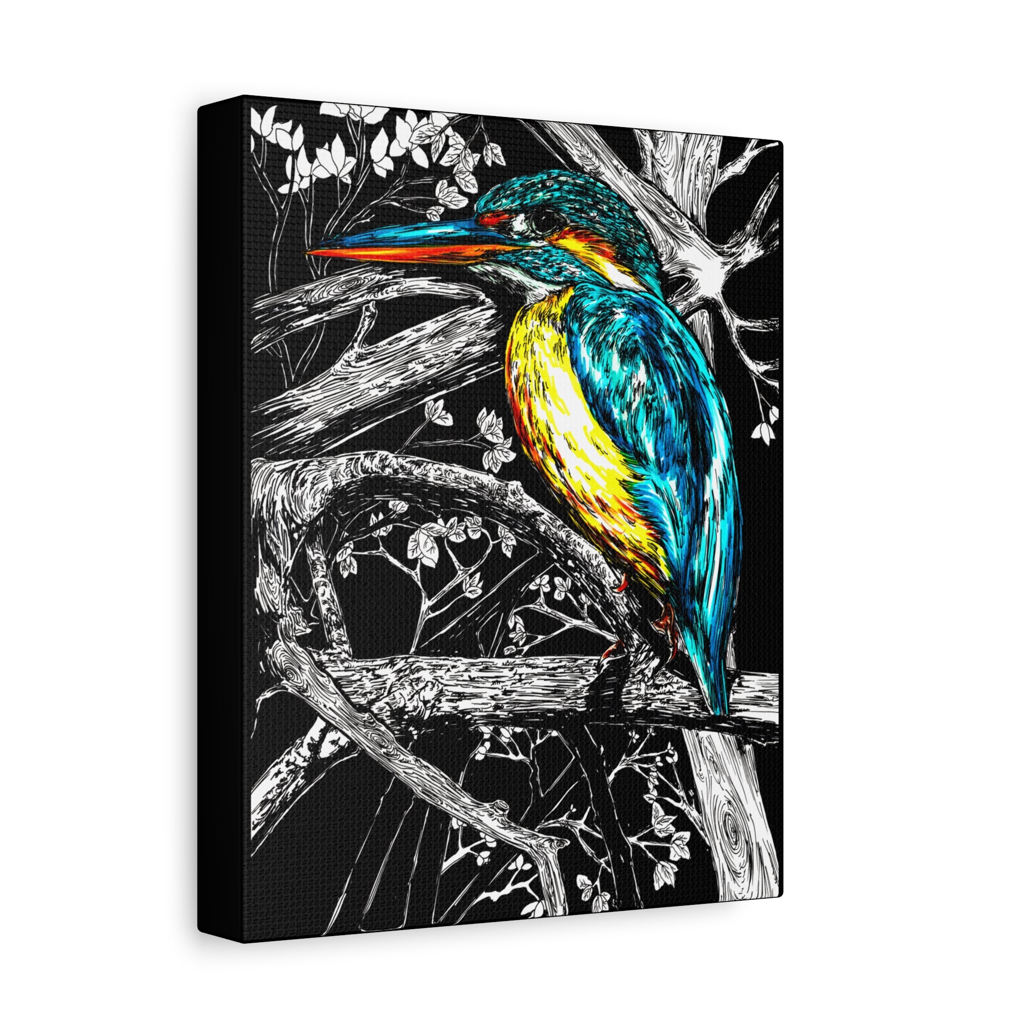 Kingfisher Bird Wall Art Print of the Original, hand drawn