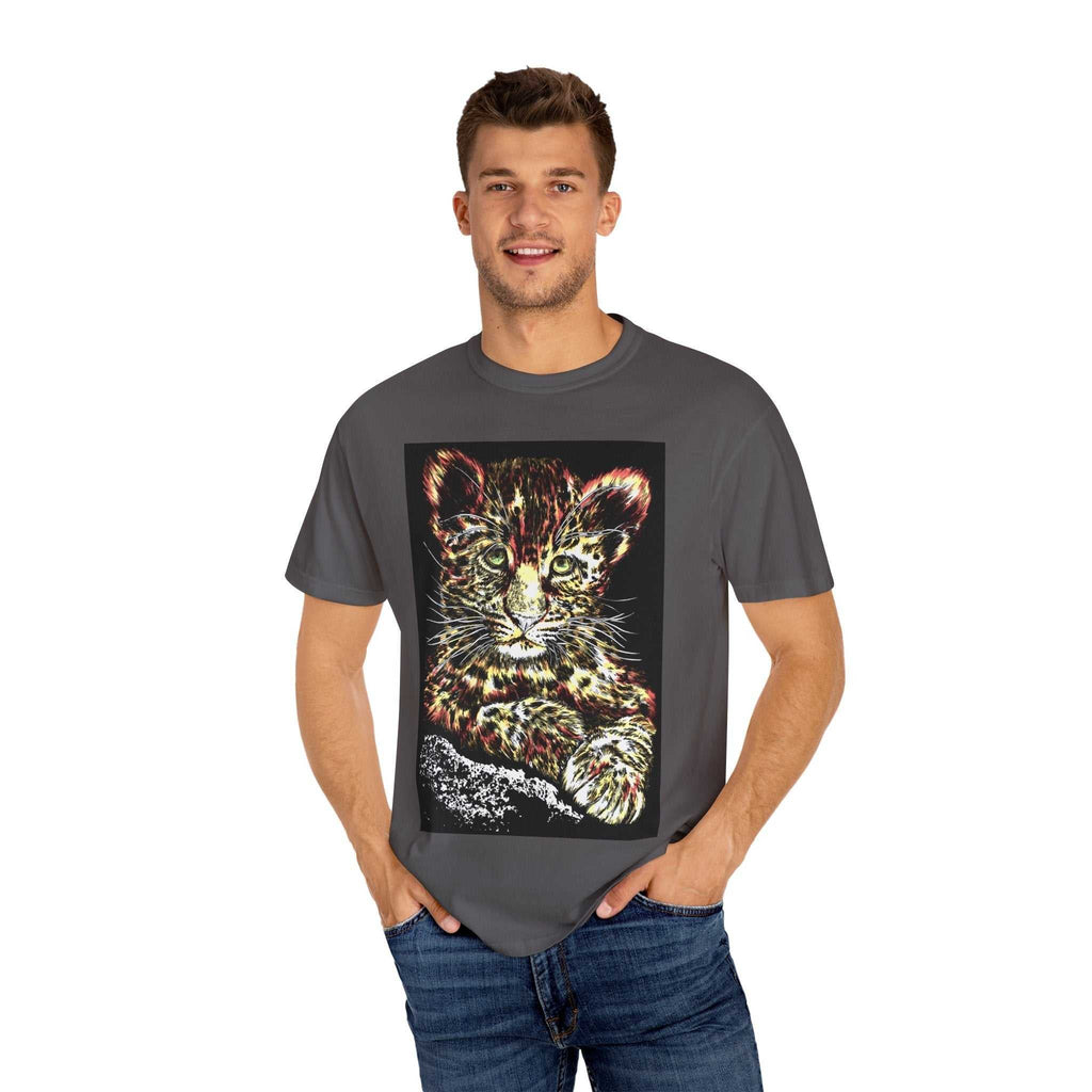 Unisex Garment-Dyed T-shirt featuring Playful Leopard Cub