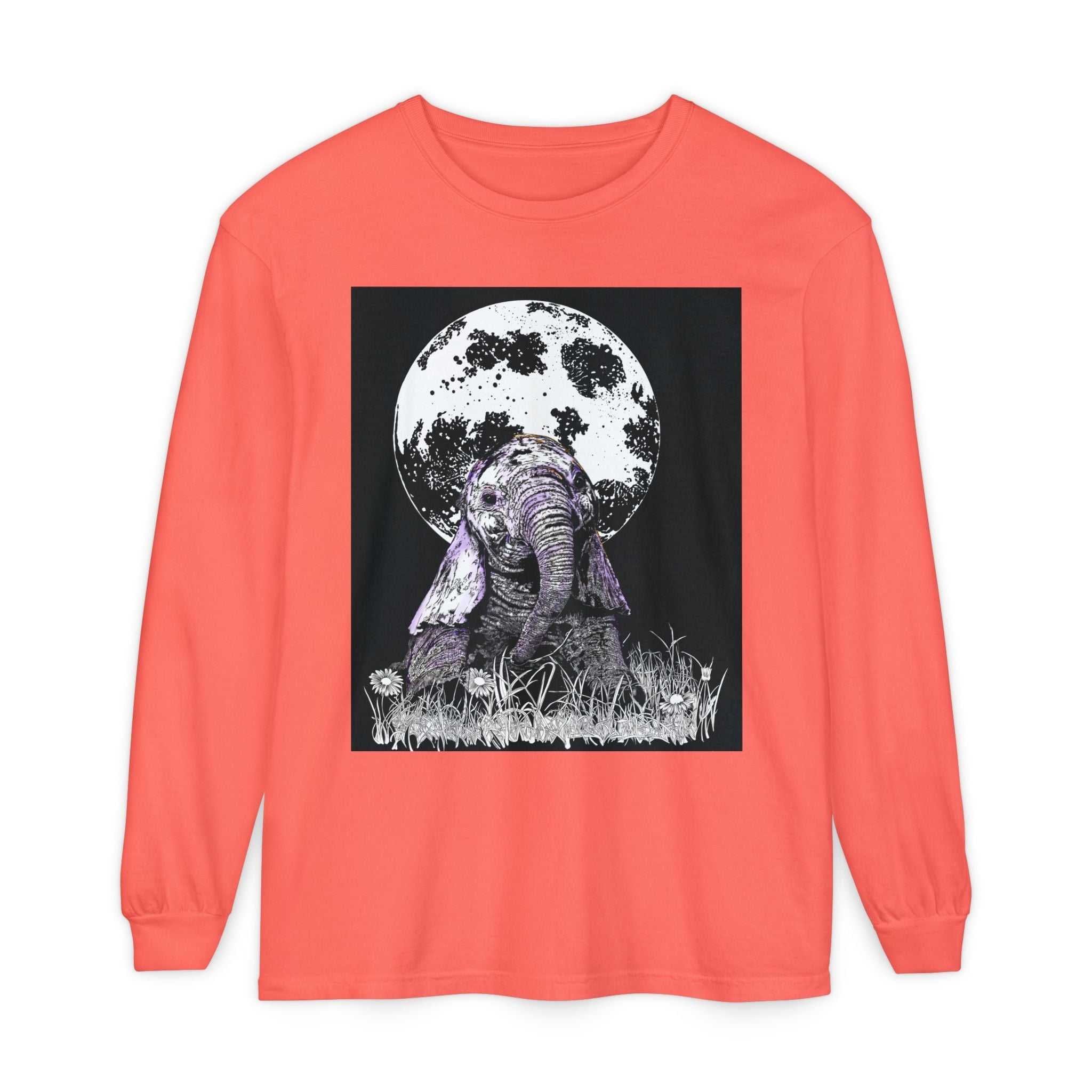 Moonlit Baby Elephant Long Sleeve T-Shirt