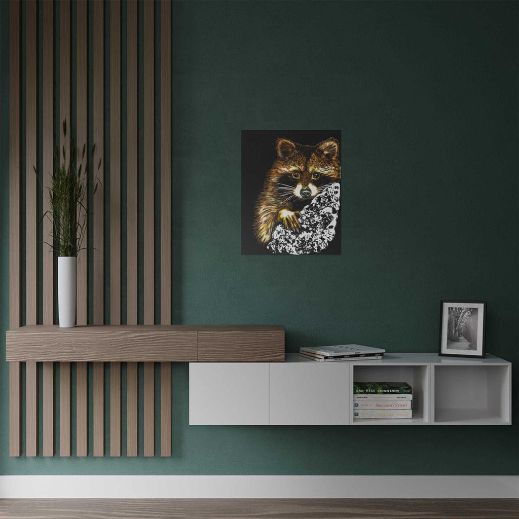 Bring the beauty of nature home with our Raccoon Wildlife Satin Poster - Hand-Drawn Raccoon Art Print. Add a touch of whimsy to your space today!