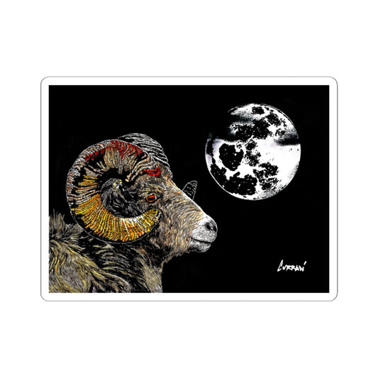 Moonlit Ram Kiss-Cut Sticker - Laptop & Decor