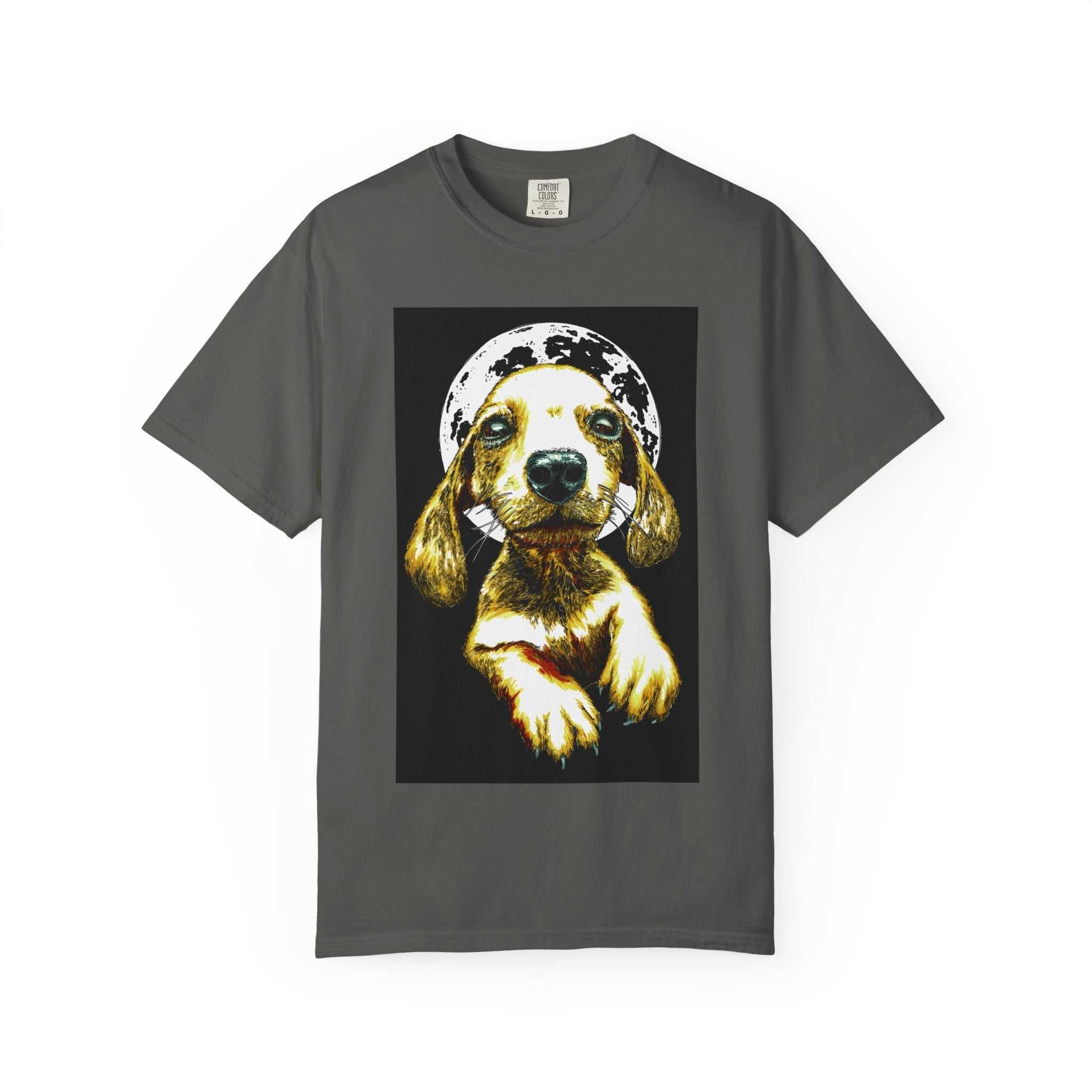 Shop our exclusive Unisex Garment-Dyed T-Shirt, Original Hand-Painted Puppy Art. Elevate your wardrobe with this unique piece!