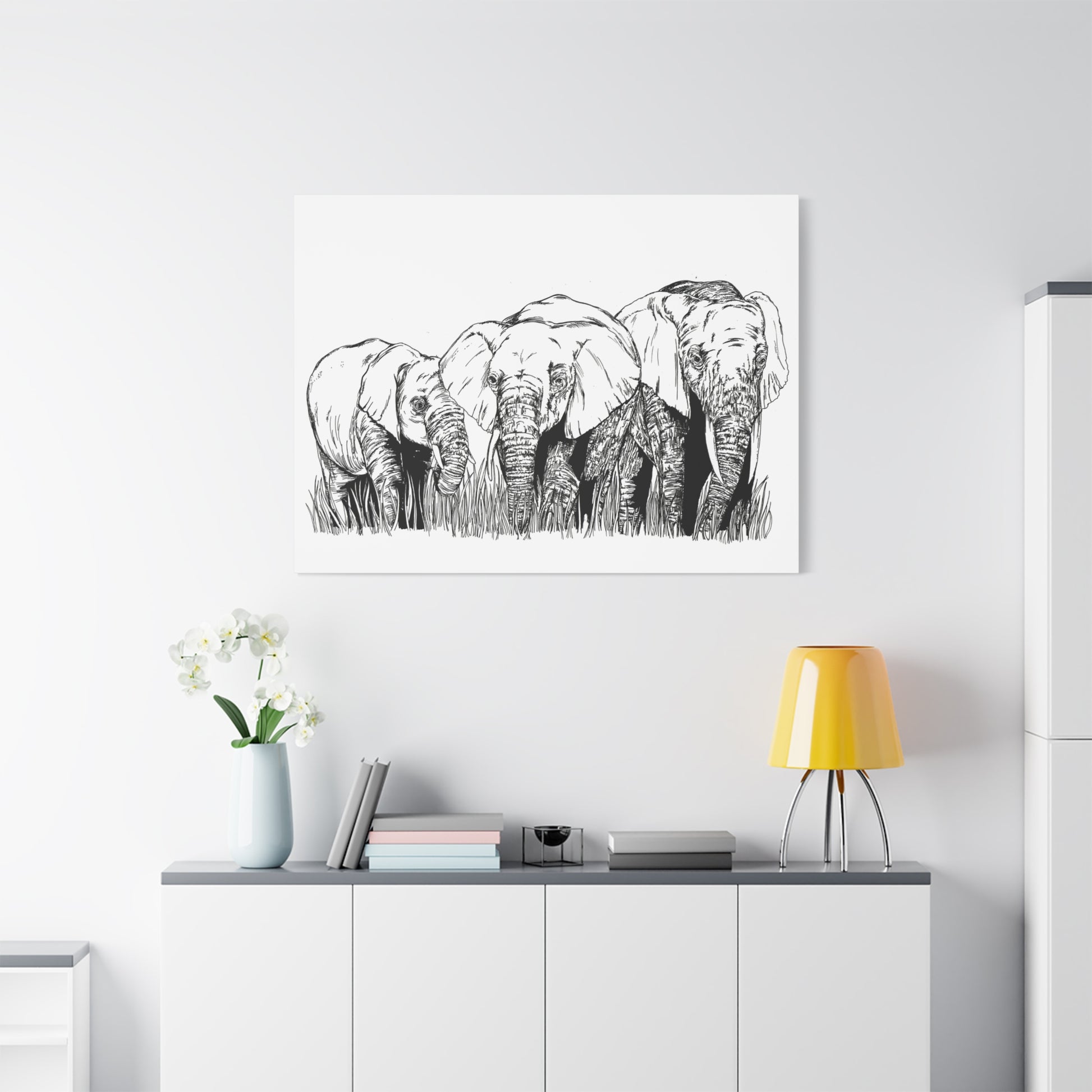 Elephant Family Art – Original Hand-Drawn Unique,