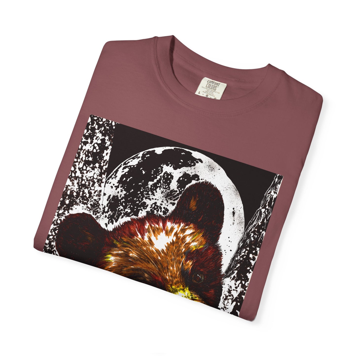 Moonlit Brown Bear Cub Unisex Garment-Dyed T-Shirt | Nature-Inspired Apparel
