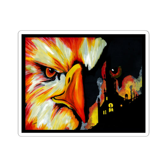 Vibrant Eagle & Cityscape Kiss-Cut Stickers - Artful Expressive Accessories