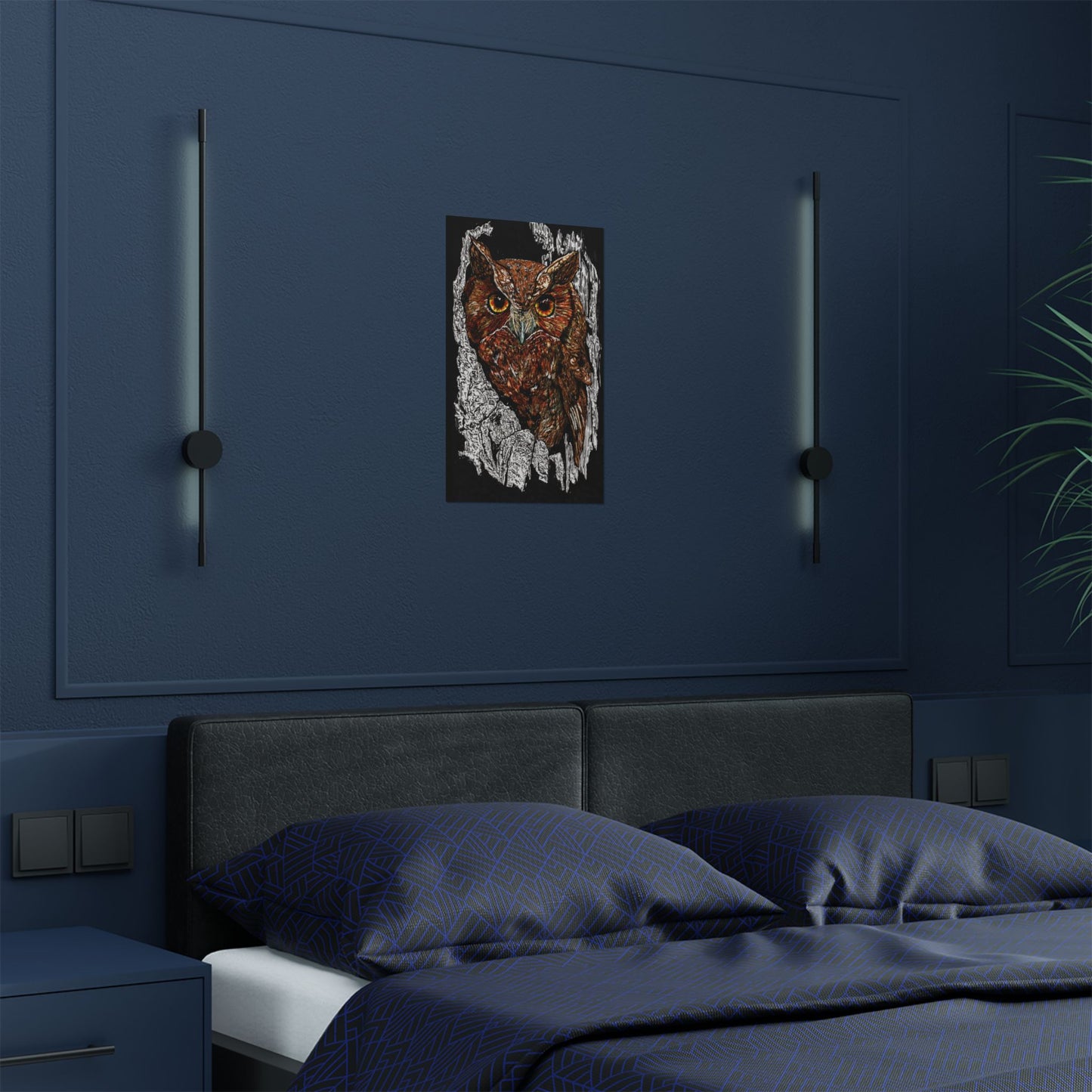 Majestic Owl Satin Poster | Home Décor Art Print | Nature Lover Gift