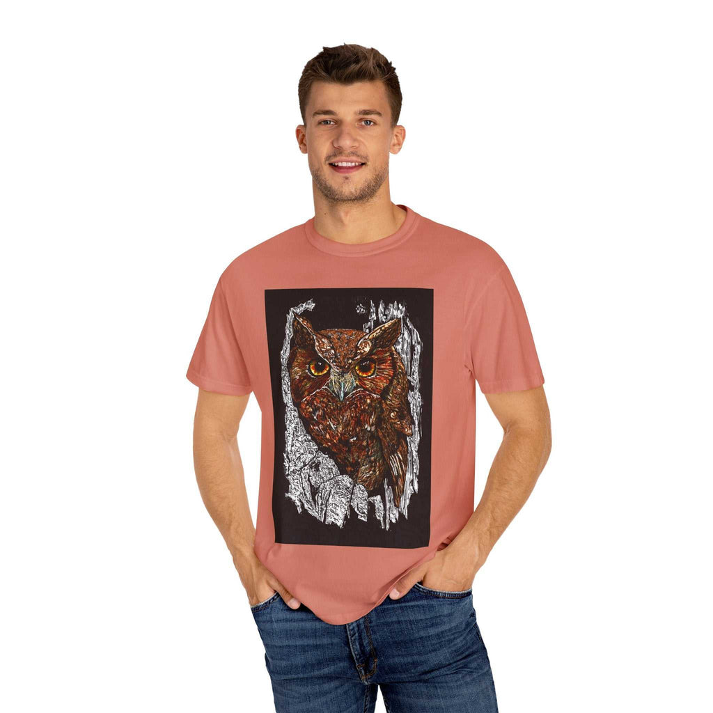 Artistic Owl Unisex Garment-Dyed T-Shirt