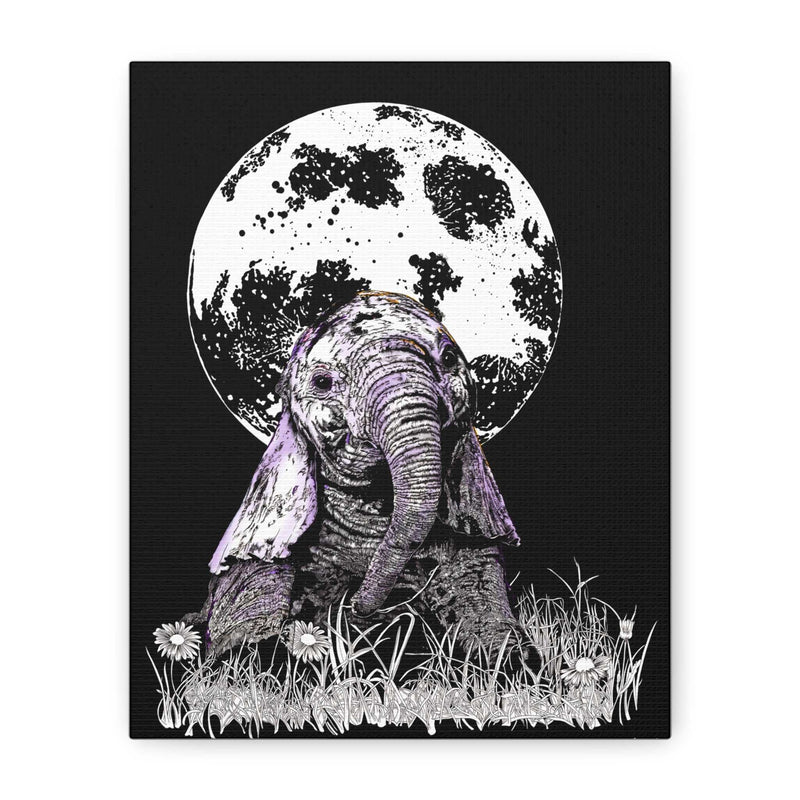 Baby Elephant Canvas Art, Print of Original hand drawn art