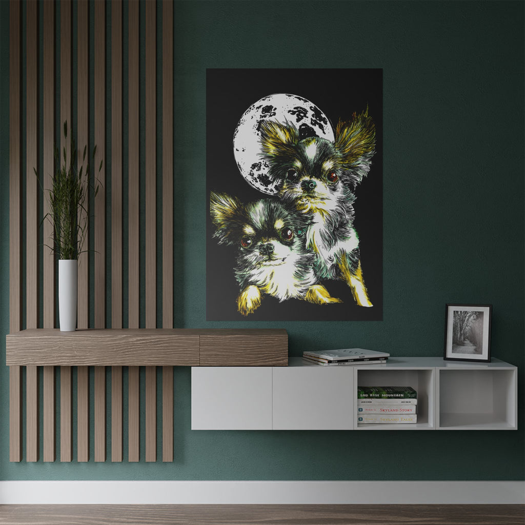 Chihuahua Moonlight Satin Poster - 300gsm Pet Art Decor