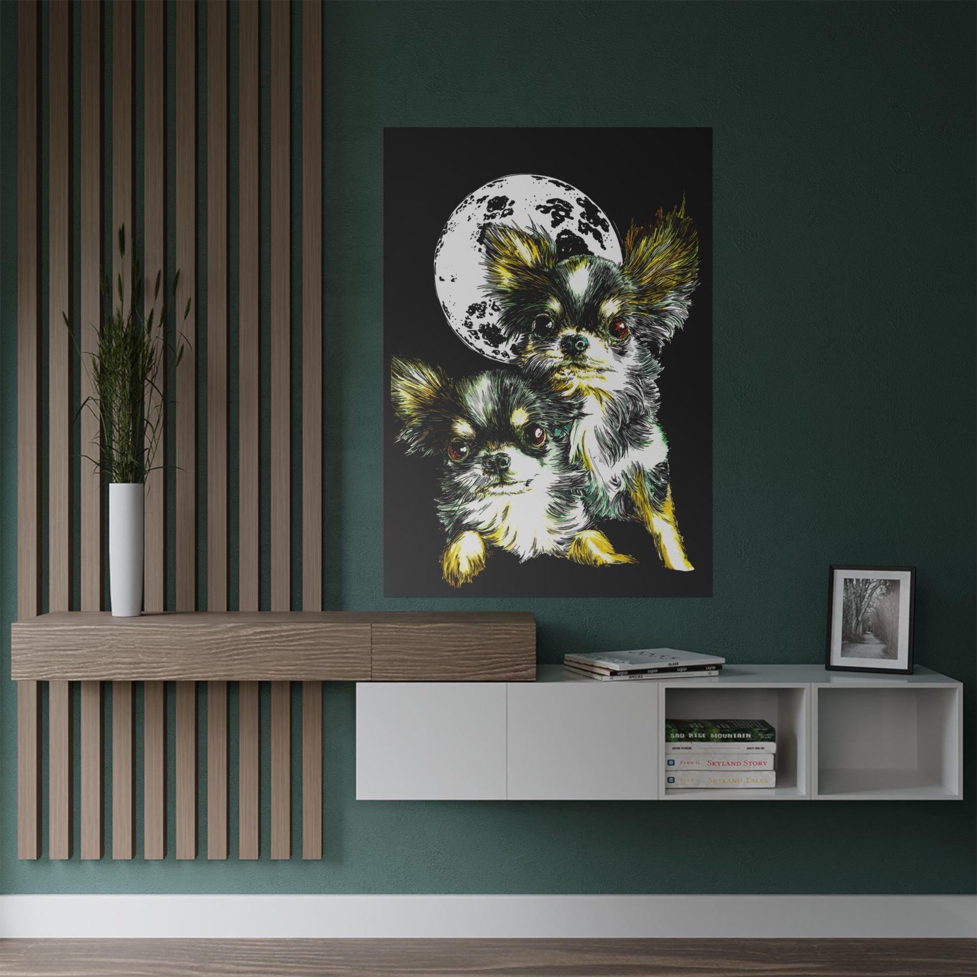 Chihuahua Moonlight Satin Poster - 300gsm Pet Art Decor