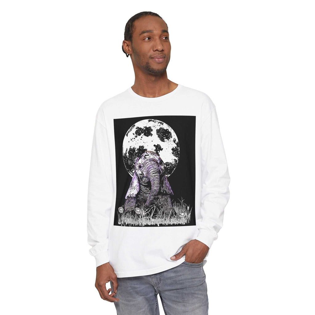 Moonlit Baby Elephant Long Sleeve T-Shirt