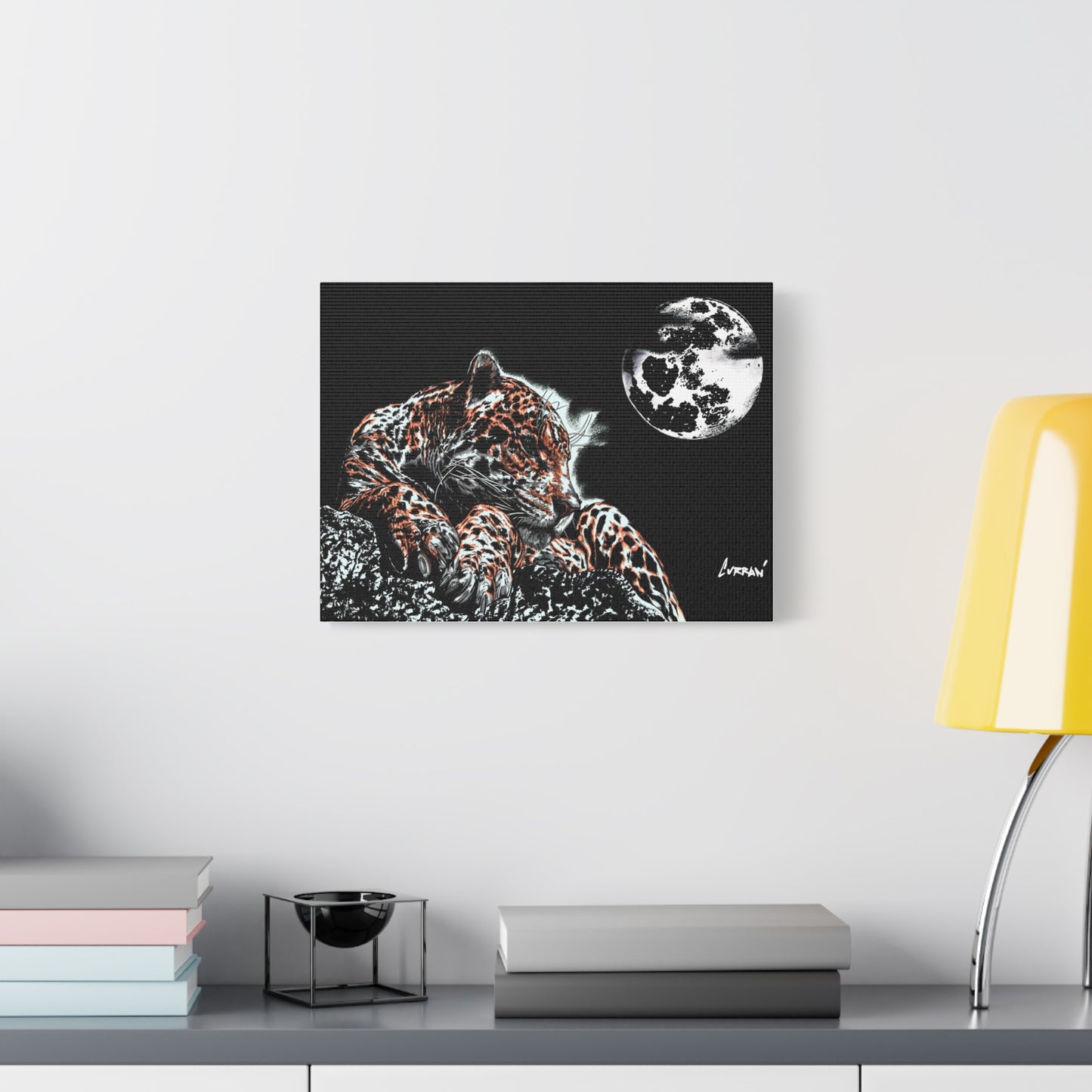 Leopard Canvas Art – Original Hand-Drawn Realistic Big Cat Wall Decor printed on Matte Canvas, Stretched, 1.25"