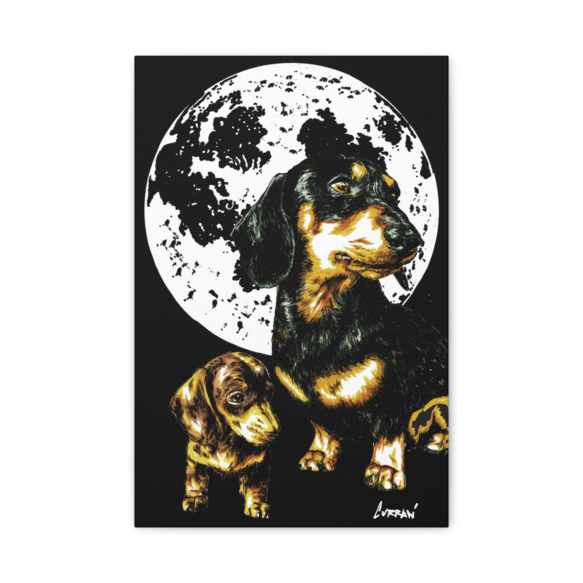 Dachshund Canvas Print of the Original, hand drawn wall art