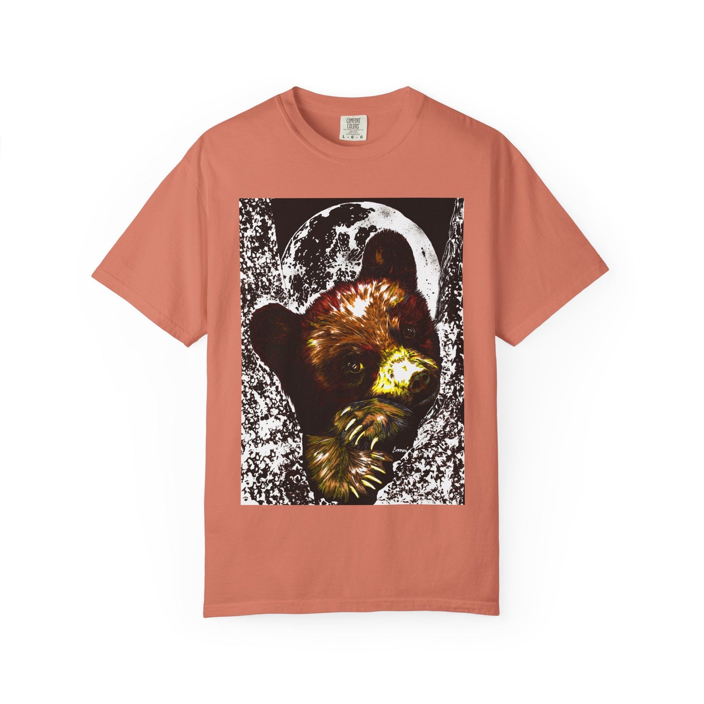 Moonlit Brown Bear Cub Unisex Garment-Dyed T-Shirt | Nature-Inspired Apparel