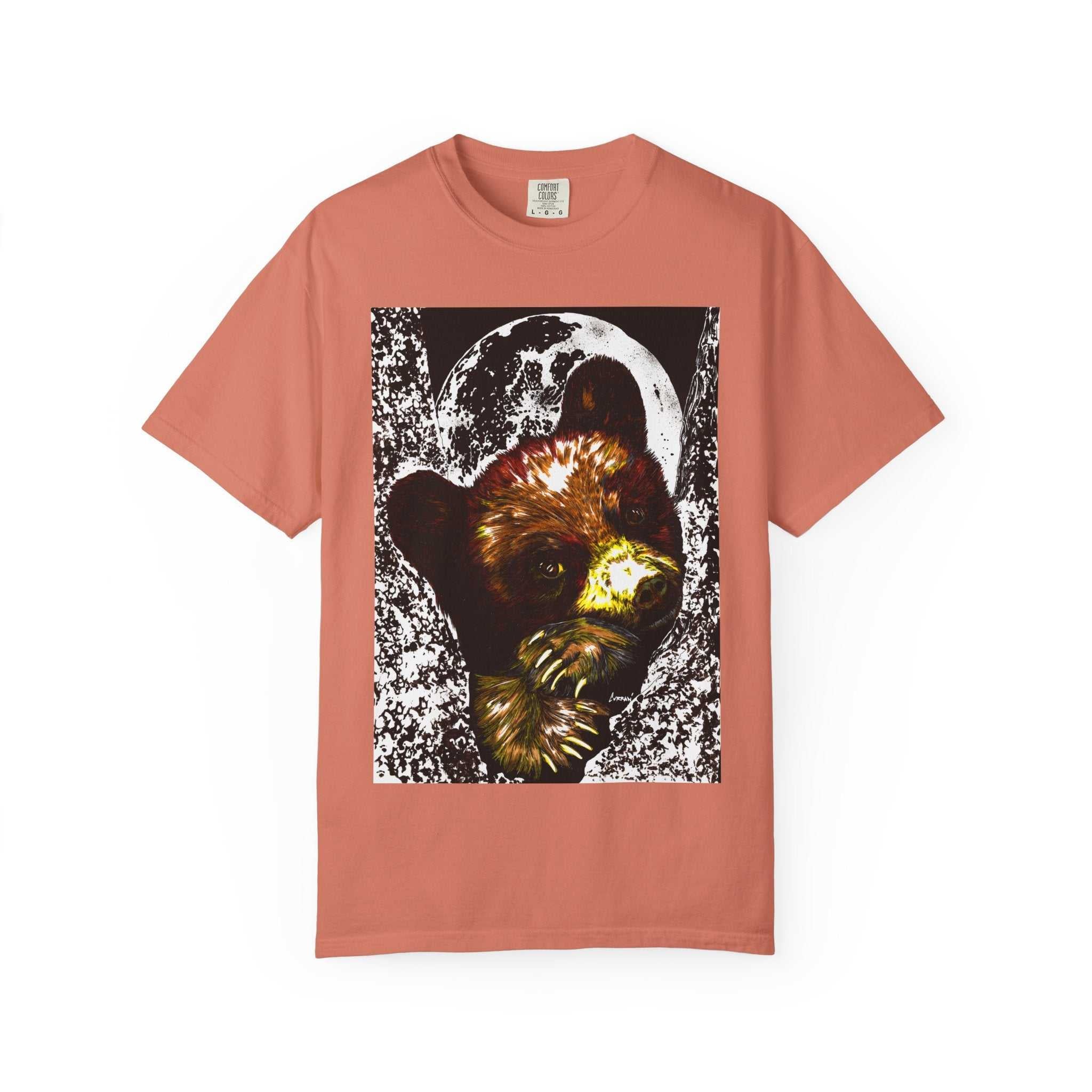 Moonlit Brown Bear Cub Dyed T-Shirt | Nature-Inspired