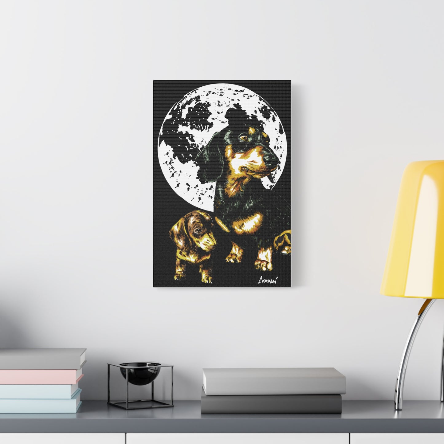 Dachshund Canvas Print of the Original, hand drawn wall art