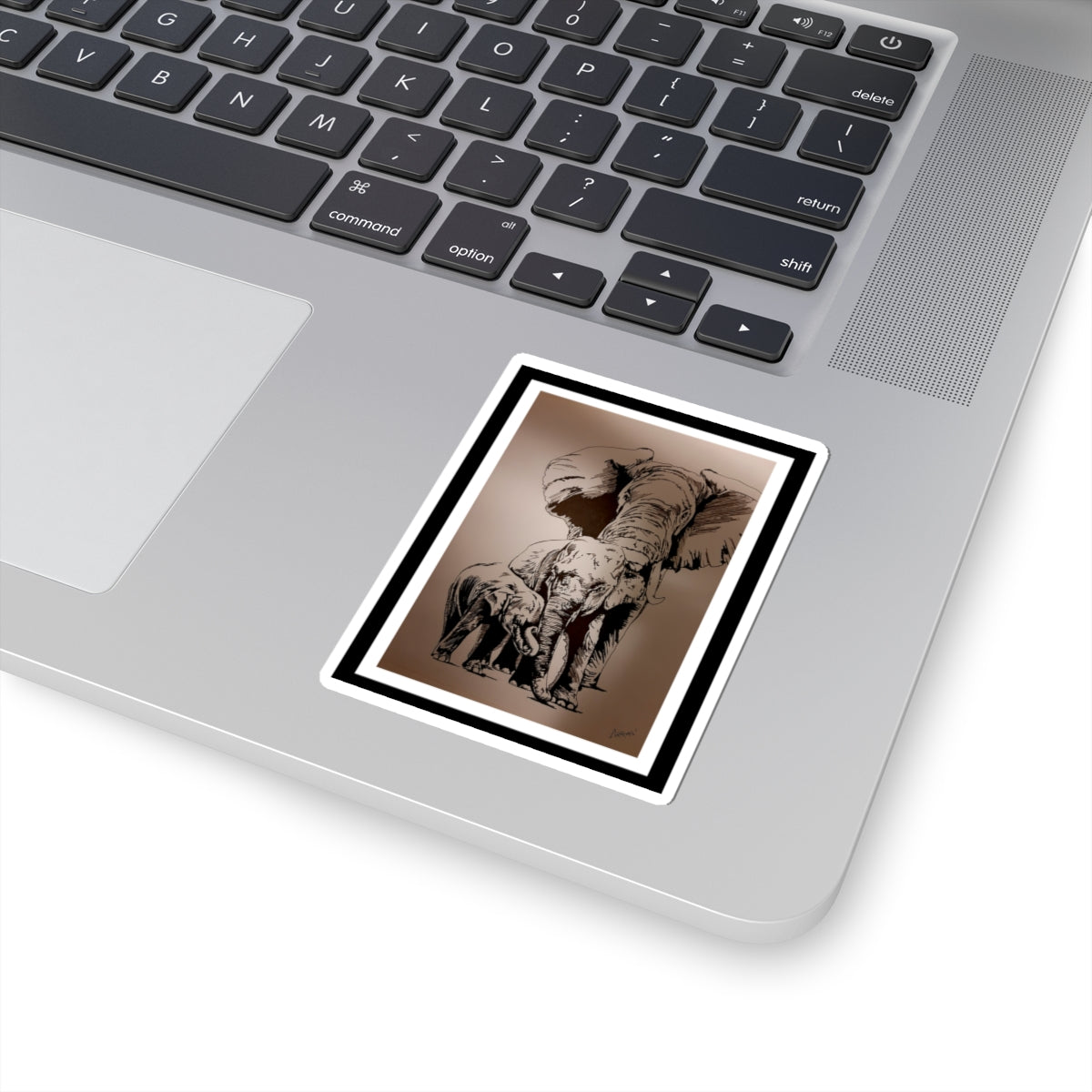 Elephant herd, Kiss-Cut Stickers of a family of Elephants