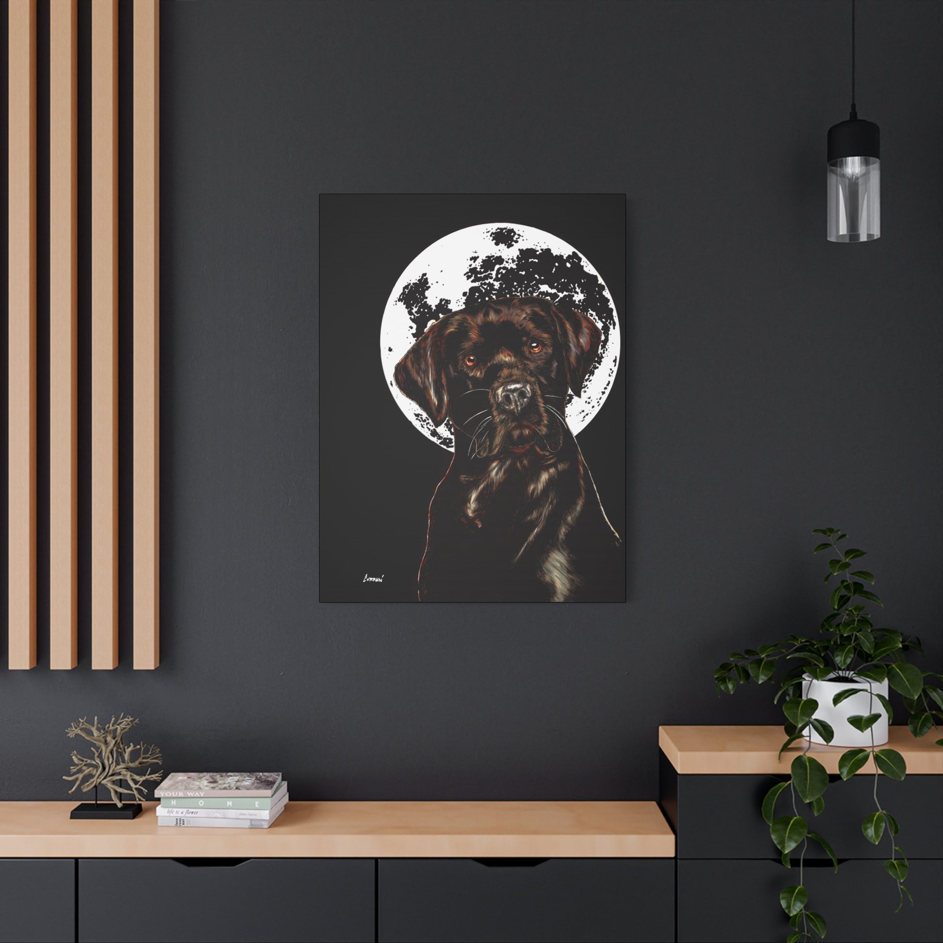 Chocolate Lab in Moonlight Wall Art Print of the Original