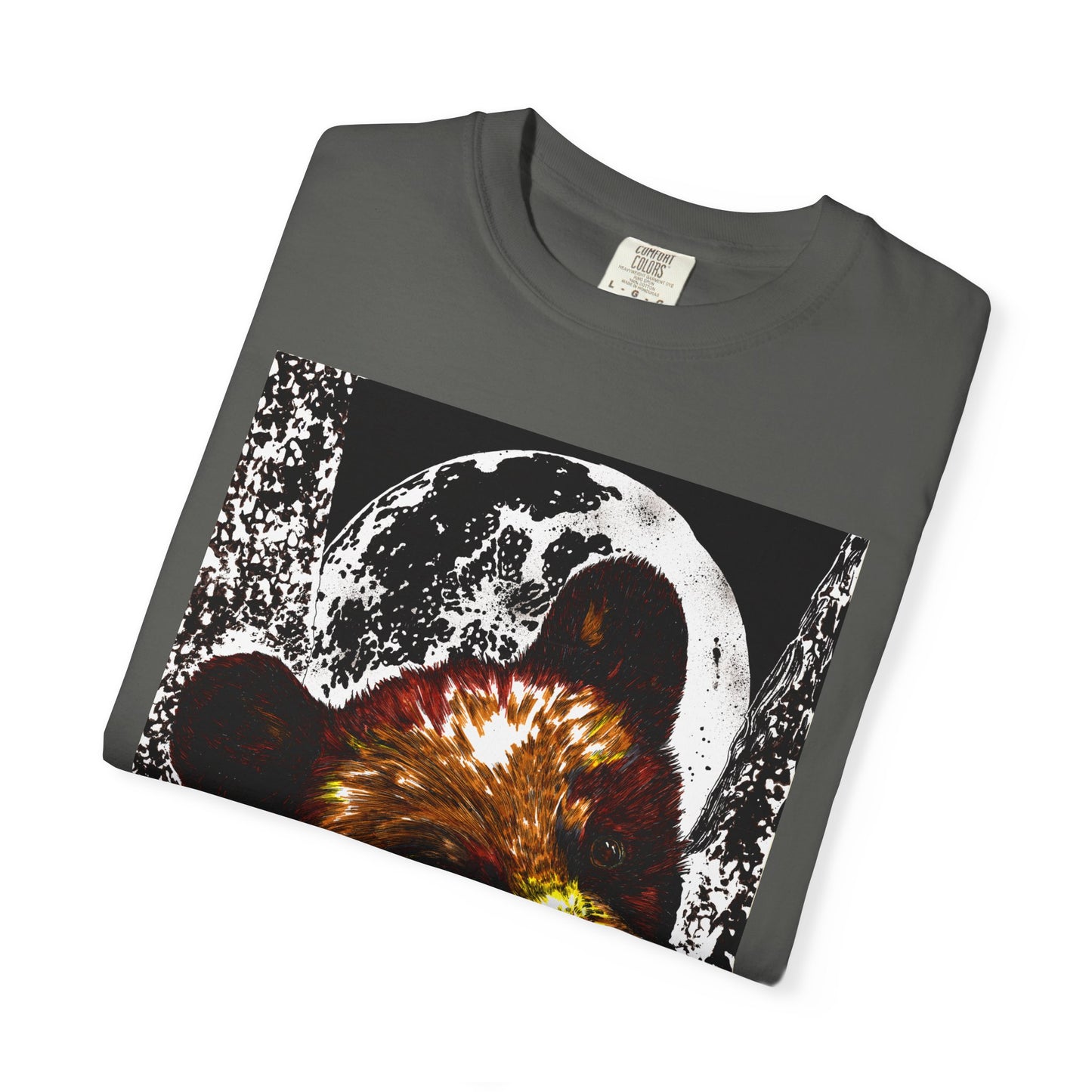 Moonlit Brown Bear Cub Unisex Garment-Dyed T-Shirt | Nature-Inspired Apparel