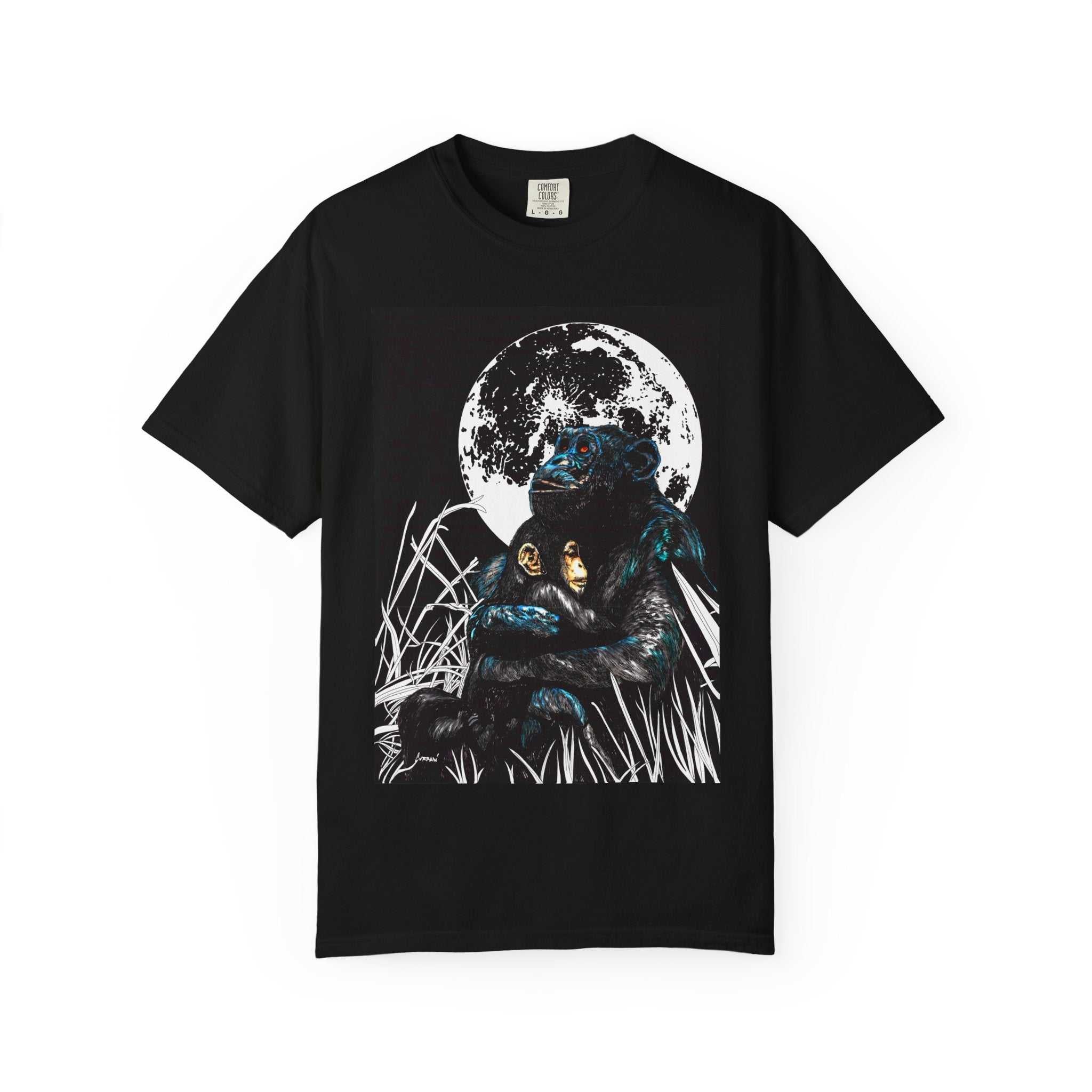 Moonlit Gorilla and Child Unisex Garment-Dyed T-Shirt