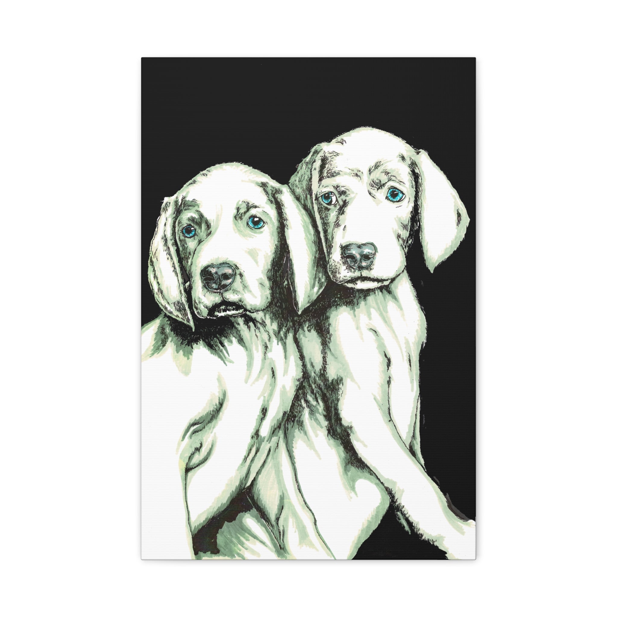 Two Puppies Art Canvas Print - Stretched Wall Decor